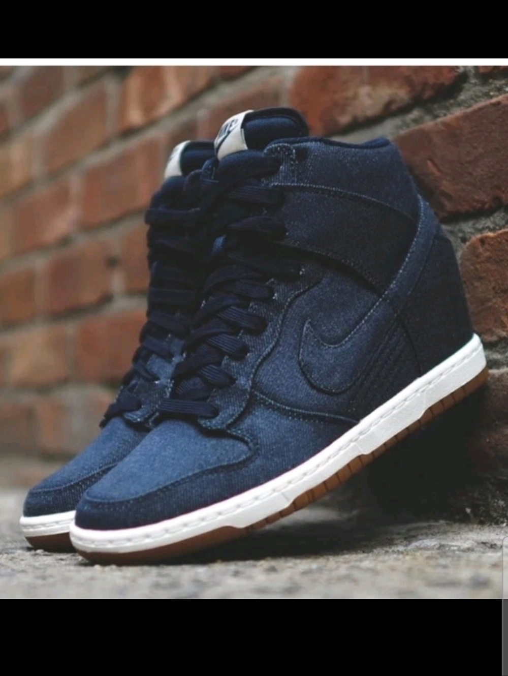 Nike Womens Blue Denim Sky High Wedge Chunky Streetwear Platform Sneaker 11